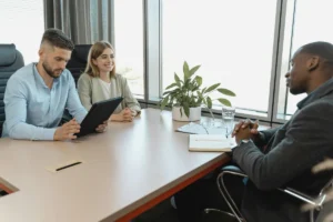 Job applicant being interviewed